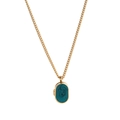 Collar de acero inoxidable chapado en oro 18k con colgante de medallón verde - Estilo Ovalado Verde / Dorado