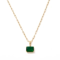Collana in acciaio inossidabile dorato con pendente rettangolare verde smeraldo - Maggio-Verde Smeraldo