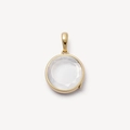 Pendentif médaillon rond plaqué or 18k avec cristal transparent facetté au centre - Collier médaillon rond en verre