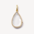 Pendentif élégant en or 18 carats avec cristal clair en forme de poire et bélière polie - Collier médaillon transparent larme
