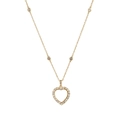 Collana dorata con pendente a cuore cavo e accenti in zircone su una catena sottile - Collana Medaglione Vuota a Cuore Incastonata di Diamanti