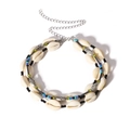 Detail of bohemian shell necklace with colorful beads and adjustable silver chain link - Black
