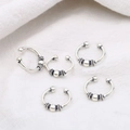 5-piece set of silver metallic ear cuffs with vintage beaded texture and striped finish - Antique Silver Style (0350)
