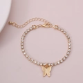 Elegant gold butterfly tennis bracelet with sparkling zircons and adjustable lobster clasp - Bracelet(0587) / White Zirconia Gold Color