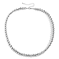 Polished silver beaded necklace featuring a lobster clasp and adjustable extension chain - Large Ball Chain Style (3860) / Silver