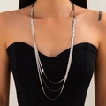 Three-layer silver snake chain necklace featuring multi-strand woven metal textures - Silver Braided Snake Style (6532)