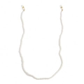 Elegant white faux pearl chain for glasses with gold metal clasps and silicone loops - Single Layer Pearl Style (0062)