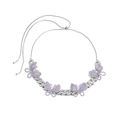 Hip hop Cuban chain necklace with purple rhinestone butterfly charms and adjustable slide clasp - Silver Purple Stone