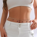 Three-layer gold waist chain for women with purple stone accents and a punk aesthetic - Gold With Purple Stone