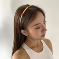 Handmade beaded floral headband with tiny pearls and colorful flowers for women - Orange