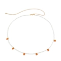 Chaîne de taille avec perles blanches et fleurs oranges, fermoir mousqueton doré réglable - Orange