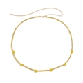 Bohemian golden beaded waist chain featuring pink and yellow daisy flower charms - Yellow