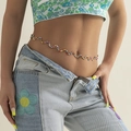 Bohemian colorful seed bead belly chain with delicate gold chain and daisy accents - Gold + Multi-color