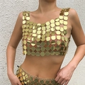 Detailansicht des goldenen Pailletten-Körperkettensets mit verstellbaren Metallringen - Gold Top (YYR1163)
