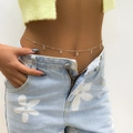 Chaîne de taille fine argentée avec cristaux en goutte d'eau pour un style Y2K été - Pendentif Forme de Poire / Style Pendentif Goutte Argent (1150)