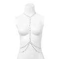 Detail of silver body chain featuring multi-color beads and star pendants on layered style - Butterfly Style / Silver