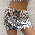 Sparkly silver sequin body chain skirt for women beach party and festive events - Bottom (1245) / Silver