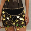 Catena per il corpo con paillettes a stella dorate e maglie metalliche stile street fashion - Stile Gonna (1618) / Oro