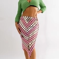 Sexy pink and silver sequin mini skirt body chain for beach parties and festivals - Pink Silver Patchwork