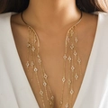 Elegante gouden lichaamsketting met franjes en sprankelende zirkonia stenen - Goud Strass Kwastje Stijl (5821E3)