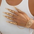 Set bracciale armatura dito in metallo dorato gotico con motivi floreali traforati - Stile Dorato (2264)