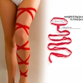 Red elastic leg harness chain for women with adjustable thigh straps and 140cm length - Single Red Leg Chain (0217)