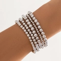 Set de 5 pulseras de cuentas plateadas con colgante de corazón para mujer - 02 Juego De 5 Piezas Blanco K 4565