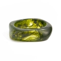 Detailed view of translucent dark green acrylic bangle with marble smoke texture - Marble Green (2503)