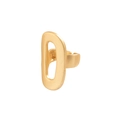 Detailed macro view of the matte gold irregular D-shape hollow ring with a satin finish - Long Hollow Geometric Style (120712) / Gold