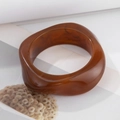 Irregular translucent amber resin bangle featuring artistic marble texture and geometric design - Dark Coffee (2252)
