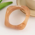 Irregular geometric acrylic bangle in cream orange with elegant white marble texture - Milk Tea (2503)