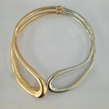 Modern two-tone gold and silver minimalist choker necklace with sleek metallic finish - 01 Mixed Color Choker 6280