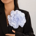 Oversized satin flower brooch in light purple, versatile rose pin on a black blazer - White