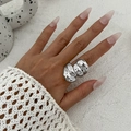 Bague argentée en métal liquide au design de lave irrégulier et style audacieux - Argent (0915)