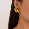 Modern gold plated cluster ball stud earrings for women featuring geometric bead design - Stud Earrings / Gold
