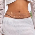 Three-layer gold waist chain with pearls, conch, and starfish charms for beach wear - Gold (6318)