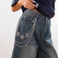 Catena per pantaloni multistrato vintage color argento con ciondoli a luna e stelle - Argento