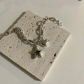 Retro Hip-Hop Gliederkette mit Herz- und schwarzem Sternanhänger auf Steinplatte - Vintage Herz Pentagramm Stil (SL0180)