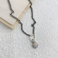 Collier en argent vintage avec pendentif smiley et chaîne de style gourmette - Style Visage Souriant Vintage (XL0026)