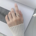 Anello aperto minimalista in argento con design a onde in stile coreano chic - Anello Aperto Forma Ondulata Minimalista (JZ0019)