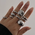Ensemble de bagues argentées minimalistes au design irrégulier et effet liquide - Style Argent (5523)