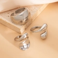 Ensemble de trois bagues gouttes d'eau argentées au fini poli miroir brillant - Style Argent (5682)
