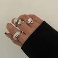 Bagues modernes en métal liquide argenté avec design goutte d'eau pour femmes - Style Spirale Large Ouvert / Argent