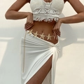 Golden starfish metal waist chain body chain for sexy beach vacation look - Silver Style (1700)