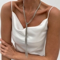Silver knot long tassel chain necklace with CCB beads for women fashion jewelry style - Three-Layer Knotted Tassel Style (7116) / Silver (7116)