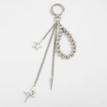 Detail of silver heart bag charm with metallic stars and conical spike pendants - Star Cone Chain Style (0296) / Silver