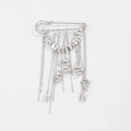 Silver metal chain tassel pin brooch with irregular beads and punk style cone pendants - Silver Metal Fragment Cone Tassel Style (0345)