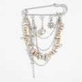 Spilla balia multi-catena con ciondoli a cuore e stella in finitura oro e argento - Stile Nappa Stella Cuore Colore Misto (0317)