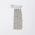 Spilla a balia in metallo argento con catene pendenti e design in stile punk industriale - Stile Nappa di Perline a Cinque Gruppi Argento (0344)