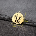 Pendaglio cane in acciaio inossidabile placcato oro 18K con testa di lupo traforata 17mm - Stile Testa di Lupo (553) (Solo ciondolo) / Oro